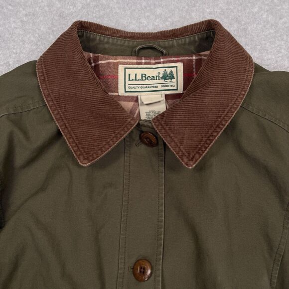 LL Bean Adirondack Barn Coat Womens 3X Chore Jacket Green Flannel Plaid Lined - Picture 11 of 13